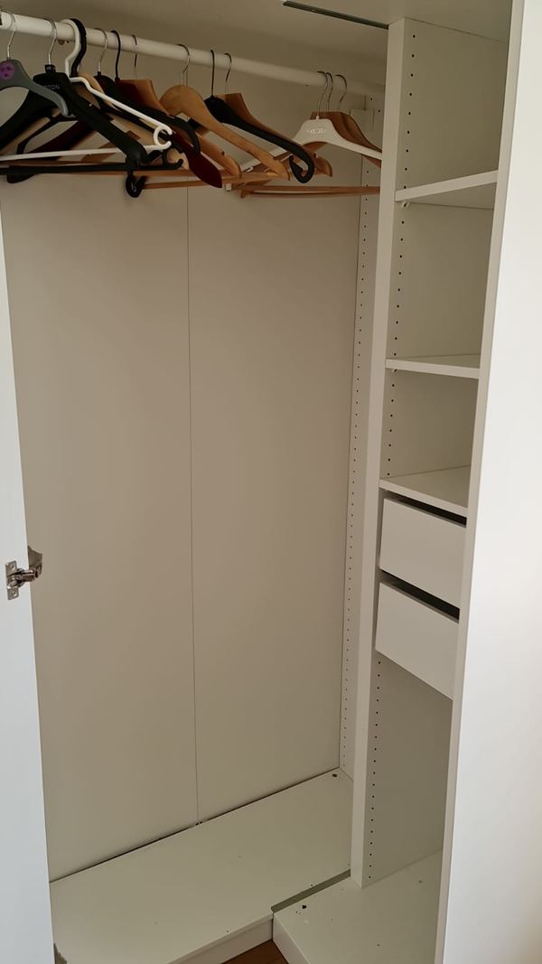 Fitted wardrobe shelves and drawers assembled