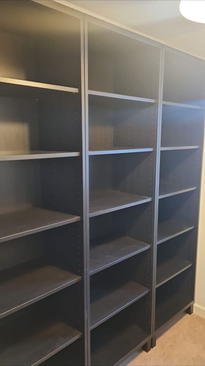 Bookcases reassembled in the new home